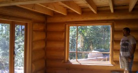 Bright Timberlock log home interior