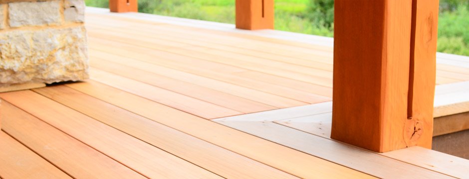 Finished wood decking