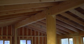Solid timber beams interior